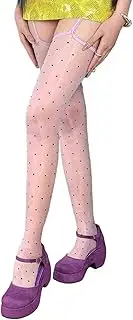 [Oxtxuzdm] Women's Garter Belt Tights Patterned Thigh High Stockings Shimmery High Waist Pantyhose Suspender Pantyhose Gifts