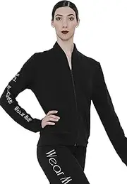 [Wearmoi] Wear Moi TSJ001BLAL Women's Ballet Jacket, Body Fit Design, No Pockets, Jersey (L), Black