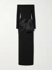 [Solace London] Solace London - Kori Off-the-shoulder Faille-trimmed Crepe Gown - Black - UK 4 UK 4 Black