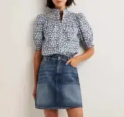 Boden Womens Denim Jean Mini Skirt 8 NEW
