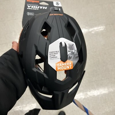 Mongoose Capture Bike Helmet with Go Pro Camera Mount Youth Black Ages 8+