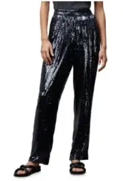 $898 Lafayette 148 New York Franklin Sequin Pants Dark Grey Women Size M NWT
