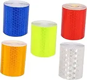 PLAFOPE 5Rolls Adhesive Reflective Tape Reflective Warning Strip for Car Decoration Strong Adhesion Easy to Apply No Residue for Home