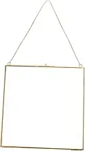 PRETYZOOM 24x24cm Gold Wall Hanging Photo Frame Specimen Display for Home Cafe Bar Glass