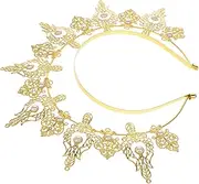 [TEMPNAP] Goddess Crown Pearl Headband for Women Vintage Inspired Headdress for Weddings Festivals and Prom Elegant Hair Accessory with Classic Golden