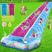 33 FT Extra Long Water Slides for Kids Adults, Giant Double Lawn Water Slip H...
