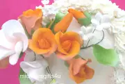 Gum Paste Peach Orange Roses White Frangipani Hawaiian Sugar Cake Flowers