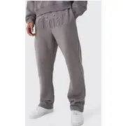 Mens Charcoal Straight Fit Official Embossed Jogger