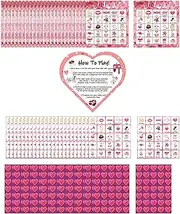 Oshhni Bingo Cards Valentine’S Party Games 24 Players Kids Adults Valentine's Day Bingo Game for Birthday Party Supplies Valentine