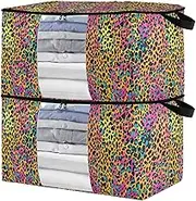 sanluoli 60L 2 Pack Under Bed Shoe Storage Containers with Reinforced Handles, clear window Closet Blanket Storage Organizer