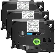 NineLeaf 3 Pack Extra Strength Label Tapes Compatible for Brother TZ-S141 TZe S141 TZeS141 TZS141 Black on Clear 18mm 3/4" x 8m 26.2ft for PT-P700 P710BT D400 D600 Label Maker