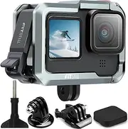 FitStill Aluminum Alloy Frame for Go Pro Hero 13/12/11/10/9, Camera Cage Metal Frame Aluminum Alloy Protective Cage Case Action Camera Rig with 2 Cold Shoe Mounts and 1/4 Thread Ports Abrasion