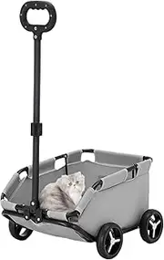 Portable Dog Stroller Carrier - Lightweight Folding Pet Carriers, Rolling Cart for Cats and Dogs | 4 Wheel Travel Friendly Cart, Compact and Foldable for Easy Storage