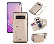 Case for Samsung Galaxy S10, Leather Wallet Case With Card Pockets Back Flip Shockproof Cover Case-Gold