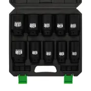 1/2" Drive Deep 6-Point Impact Socket Set, 10-Piece Deep SAE Spindle Axle Nut...