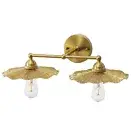 2 Lights Gold Finish Vintage Metal Wall Sconce, Floral Pattern Wall Sconce Fi...