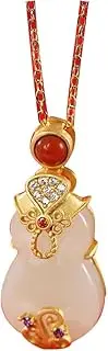 [KONGKNUANK] Necklaces For Women Jade pendant S925 Silver Gold-Plated with Natural Hetian White Jade Cheongsam Necklace Pendant for Women Yoga Genuine