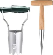 Bulb Planter Set, Seedling Easy Transplanter, Hand Held Bulb Planter Tool with Traditional Dibber, Deep Planter Tool Easy Planting Handheld Seedling Remover Planting Transplanter