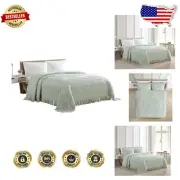 Medallion Chenille Bedspread in Sage - Luxurious Full Size Vintage Charm