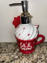 Christmas/Winter Cocoa Cup W/Whip “Let It Snow” Soap Pump