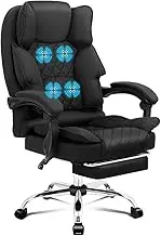 ALFORDSON Ergonomic Office Chair with Massage, 150° Recline and 360° Swivel, Fabric Black Gaming Executive Computer Racer Chair with Lumber Backest Footrest, Adjustable Height Chair for Home