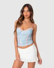 EDIKTED Womens Talulla Cupped Lace Up Corset MIX
