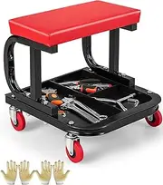 Rolling Creeper Seat, Garage Shop Stool on Wheels with Padded Seat & Tool Tray Storage,Heavy - Duty Mechanic Creeper Stool for Workshop & Home