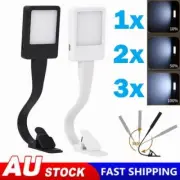 2x LED Book Reading Light Lamp USB Rechargeable Flexible Clip On Desk Table Bed#