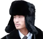 [keusyoi] Thick Warm Bomber Hat Men Fur Earflap Trapper Hat Russian Cap Male Plus Size Winter Hats for Men Ski Hat