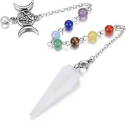 GEHECRST Natural Clear Quartz Crystal Pendulum for Divination Hexagonal Chakra Healing Crystal Pointed Quartz Stone Dowsing Pendulum Crystal for Wicca Withcraft Crystal Therapy Spiritual Gift