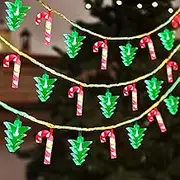 Christmas Decorations Lights, 13.5ft 20 Led Battery Christmas Lights with Timer & 8 Modes, Green Xmas Tree & Red Cane String Lights for Xmas Tree Wreath Window Wall Home Garden Outdoor Indoor Decor