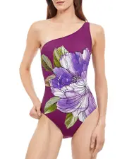 Gottex Wild Flower One Shoulder One Piece Swimsuit 42 (10)