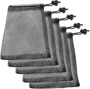 Small Mesh Bags 5PCS Black Nylon Mesh Drawstring Bags Durable Drawstring
