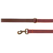 Top Paw Linen Leather Handle Dog Leash 4 FT Accessory Ring Orange Blue Stripe