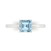 1.0 ct Asscher Cut Gemstone Solitaire Promise Ring White Gold, Anniversary Gift
