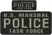U.S. MARSHAL P TASK FORCE EMB PATCH 4.75X11 AND 2X5 VELCR@ ON BACK GRAY ON BLK