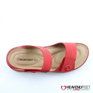 【heavenlyfeet】英國舒適品牌沖孔雙魔術帶氣墊涼鞋-VELOUR(紅色)