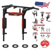 Multifunctional Home Gym Wall Pull-Up Bar with Dip Station - 440 lb Capacity