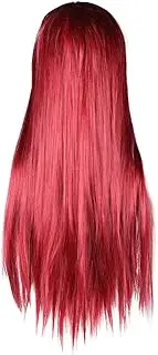 VICASKY Natural Long Straight Wig with Bangs Wine Red Synthetic Fiber Wig for Cosplay Parties and Halloween Chic Stylish and Attention Grabbing Look