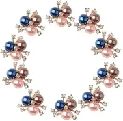 Nishiyuenyi 10x Flowers Flatback Button Rhinestone Faux Pearl Embellishments for Wedding, 03