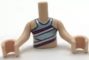 Lego New Light Nougat Torso Minfigure Girl Metallic Light Blue Swimsuit Top Part