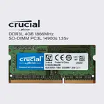 英睿達 3L 8GB 4GB 1866MHZ RAM 筆記本電腦 SODIMM 內存 PC3L 14900S 1.35V