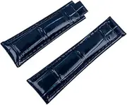 KKFAUS 20mm Italian Cowhide Soft Watch Band Leather Watchband Suitable for Rolex Strap Daytona Submariner Deepsea GMT OYSTERFLEX Belt (Color : Blue, Size : Middle Gold Buckle)