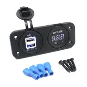 Motorcycle Auto Dual Usb Charger Adapter LED Indicator Volt Meterr