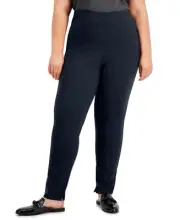 NWT Alfani Pull On Hi Rise Split Hem Pant Modern Navy Sz OX
