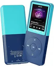Bluetooth Mp3 Player, Classic Portable Mp3 & Mp4 Players for Kids,HiFi Music Player with Video Play,FM Radio,Recording,E-Book,Alarm Clock,Mp3 Play up to 50 Hours with SD Card Slot Blue 32GB