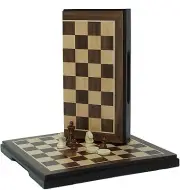 WE Games Magnetic Folding Chess & Checkers Set, Walnut Wood Finish, 8 in.