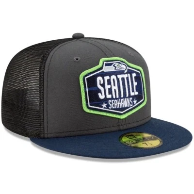 New Era Men's Size 7 1/2 NFL Seattle Seahawks Draft 59FIFTY Fitted Hat GRAY