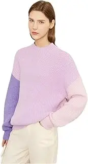[Bciopll] Women Sweaters Streetwear Spliced Knitted Jumper Drop Sleeve Loose Full Pullovers Sweaters