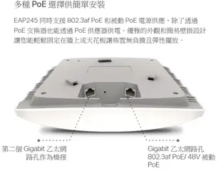 【TP-Link】EAP245 AC1750 無線MU-MIMO Gigabit 吸頂式基地台